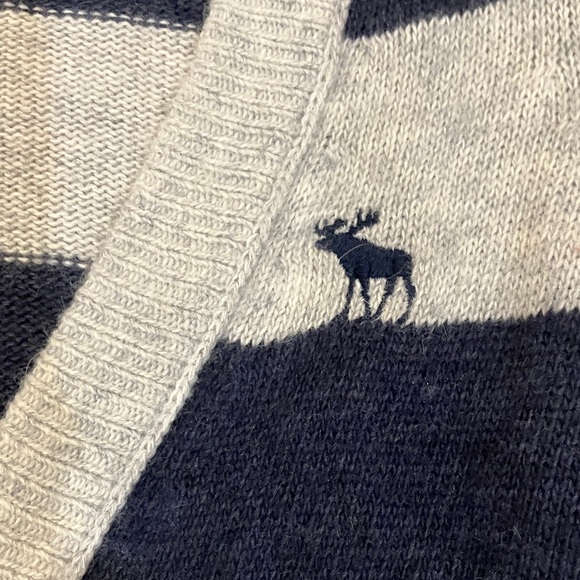 Abercrombie & Fitch soft rabbit hair blend Blue & Gray Striped Cardigan - Picture 3 of 16